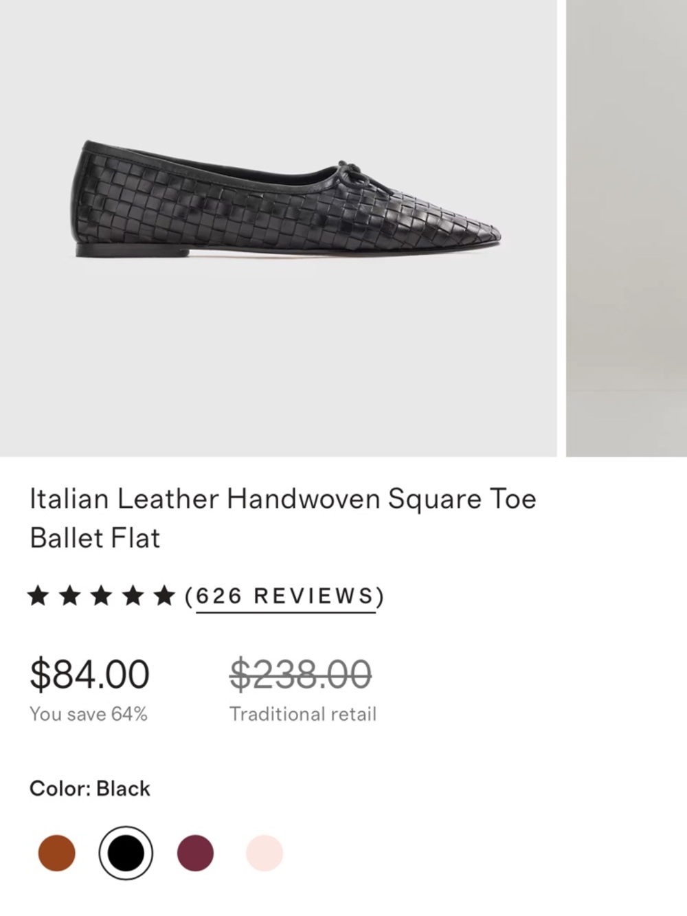 Quince Black Woven Leather Ballet Flats - Picture 4 of 5
